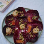 Salade van roodlof, bloedsinaasappel en sint-jakobsschelpen